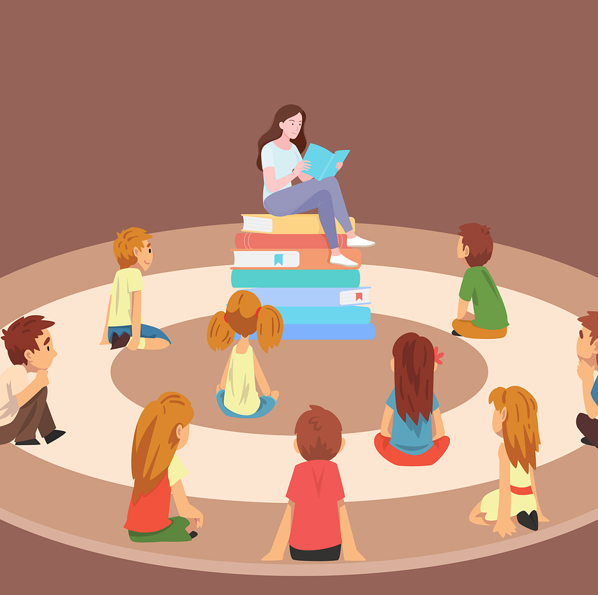 read out, read, teacher, reading, lecture, to learn, a book, literature, children, listen to, sitting, woman, circle, books, teacher, teacher, teacher, teacher, teacher